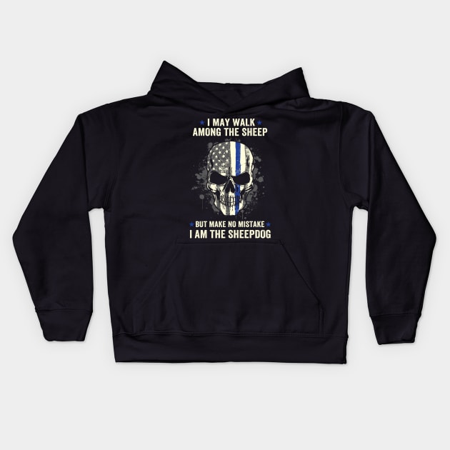 Thin Blue Line Cop T-Shirt Kids Hoodie by Beloria_Tees